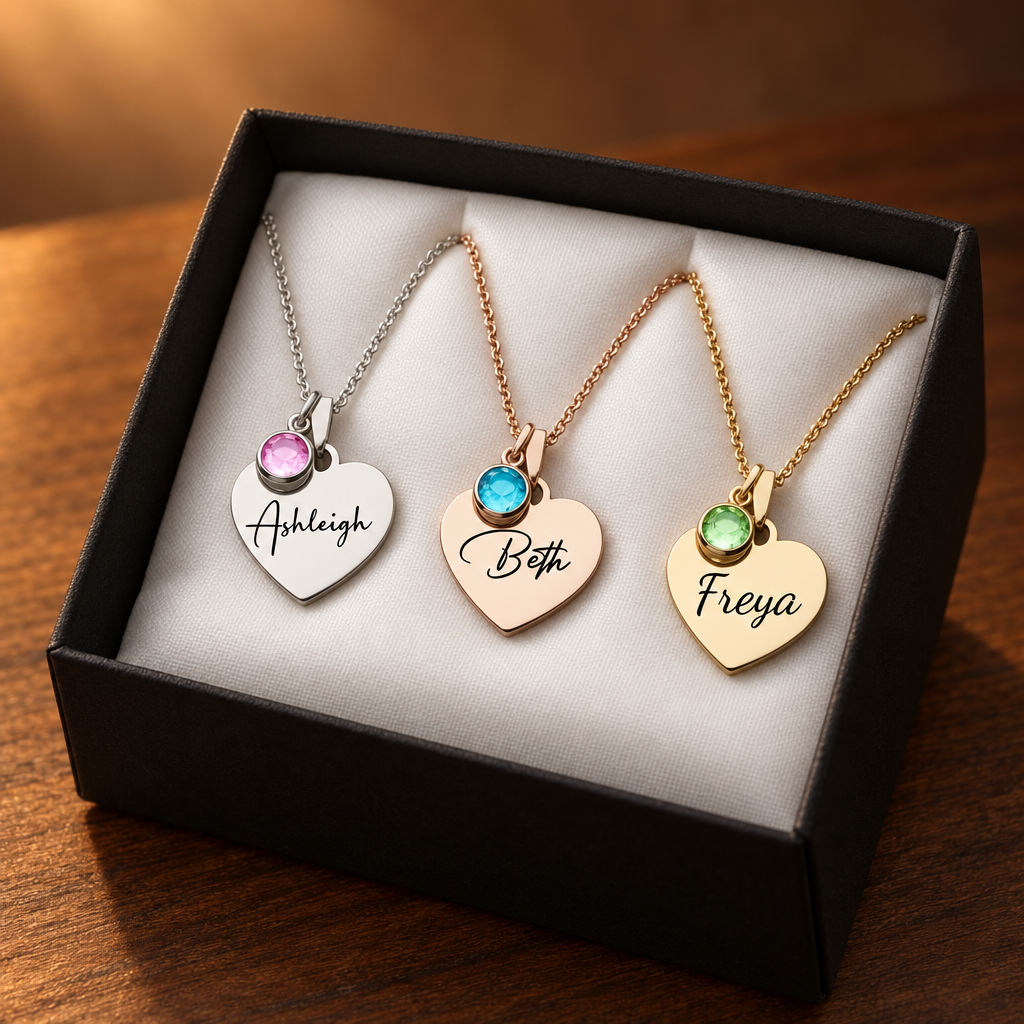 Personalized Name Stainless Steel Necklace Custom With Birthstone Charms Handmade Jewelry