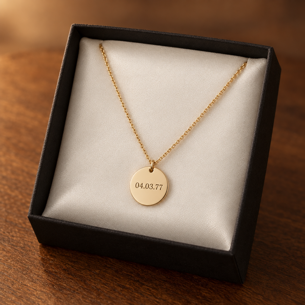 Custom Engraved Name Necklace Date Stainless Steel Round Disc Coin Pendant Personalized Text Chain Choker For Women Girlfriend